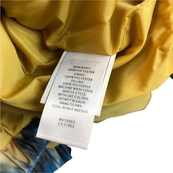 BP. Horizon Yellow Blue Tie Dye Print Puffer Jacket New - Picture 6 of 9